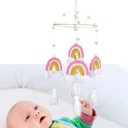Boho Rainbow Baby Mobile for Crib, Macrame Baby Mobile - LoveryToys