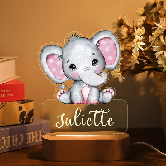Personalized Animal Night Light, Custom Name Acrylic Lamp For Kids, Nursery Decor, Birthday Christmas Gift - LoveryToys