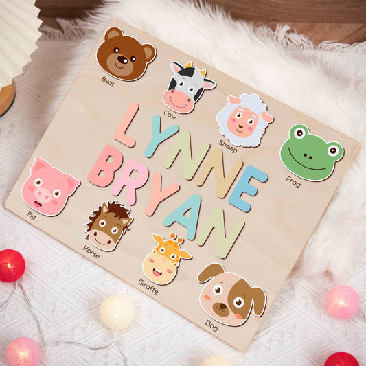 Personalized Name Puzzle With Animals - Wooden Montessori Toys | LoveryToys