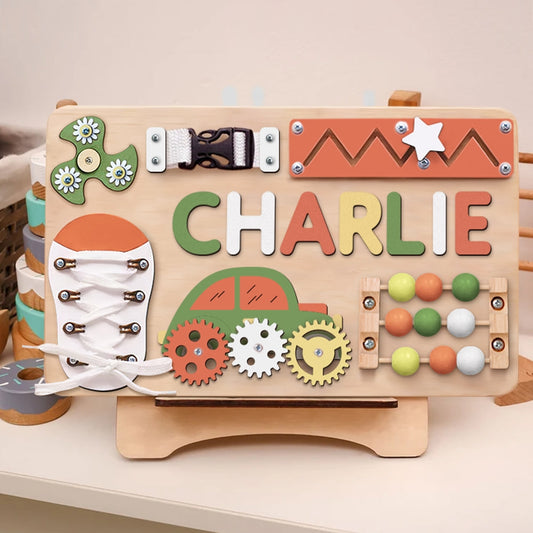 Personalized Name Puzzle Busy Board - Wooden Montessori Toys | LoveryToys