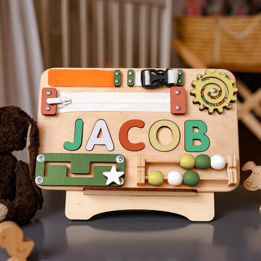 Personalized Busy Board Name Puzzle 2 - Wooden Montessori Toys, Personalized Baby Gifts | LoveryToys