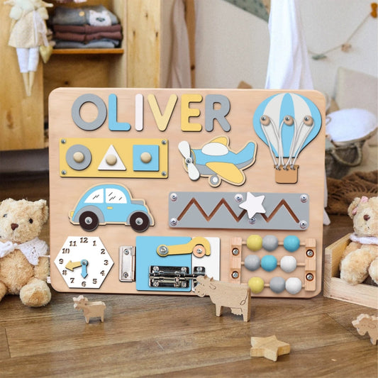 Customized Name Puzzle Busy Board, Wooden Montessori Toys, Activity Board for Toddler, Best Gifts for 1 Year Old, Infant Gift