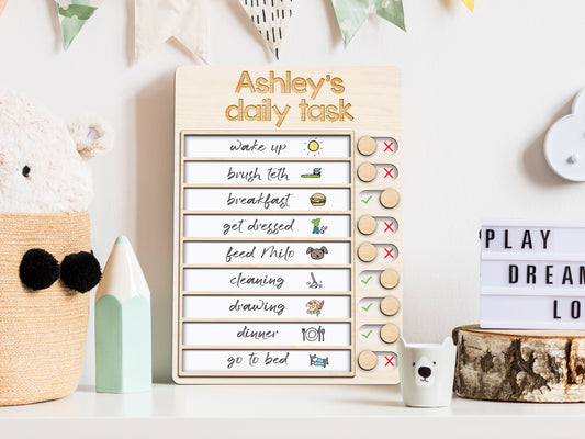 Personalized Daily Routine Chart with Sticker, Morning and Bedtime Routine Chart, Daily Routine Chore Chart by Age, Sliding routine chart